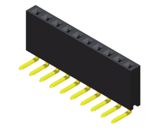 Buchsenleiste R2,54, einreihig gewinkelt, Höhe 8,5 mm 3-Punkt Kontakt AU