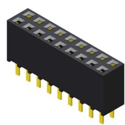 Buchsenleiste R2,54, zweireihig, Höhe 8,5 mm 3-Punkt Kontakt AU