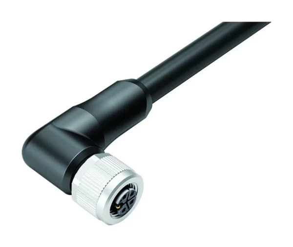 binder M12 Winkeldose, Polzahl: 4+FE, am Kabel angespritzt Serie 823