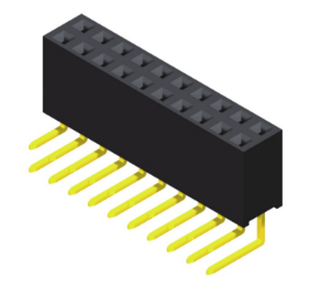 Buchsenleiste R2,54, zweireihig gewinkelt, Höhe 8,5 mm 3-Punkt Kontakt AU