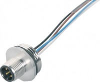 Binder Flanschstecker mit Litzen M12 Serie 763, hinten verschraubbar Flanschstecker 8 polig mit Litzen / Befestigungsgewinde M20x1,5