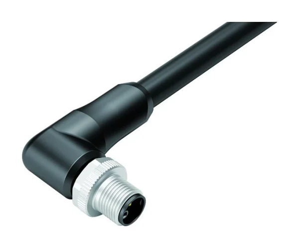 binder M12 Winkelstecker, Polzahl: 4+PE, am Kabel angespritzt Serie 824