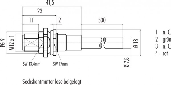 Binder Flanschstecker M12 mit geschirmtem Kabel Serie 766