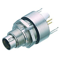 Binder Flanschstecker tauchlöten vorn Serie 712, mit 10 mm Schirmblech