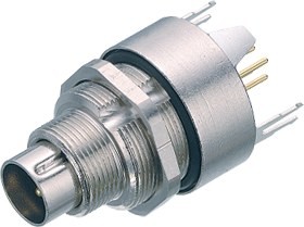 Binder Flanschstecker tauchlöten vorn Serie 712, mit 10 mm Schirmblech