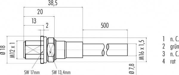 Binder Flanschstecker M12 mit geschirmtem Kabel Serie 766