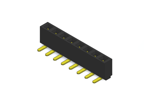 Buchsenleiste R2,54, einreihig, gewinkelt, Höhe 5,0 mm, 3-Punkt Kontakt AU