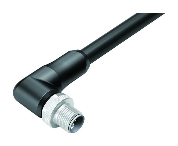 binder M12 Winkelstecker, Polzahl: 4+FE, am Kabel angespritzt Serie 823