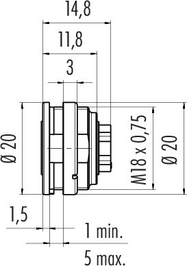 Binder Flanschdose crimpen hinten Serie 423